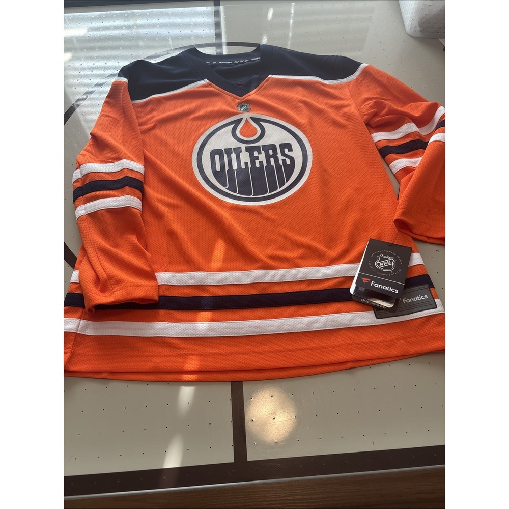 Fanatics Size Youth L/XL Oilers Orange, Blue , And White Jersey